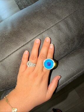 Neiman Marcus Turquoise Blue Round Halo Ring